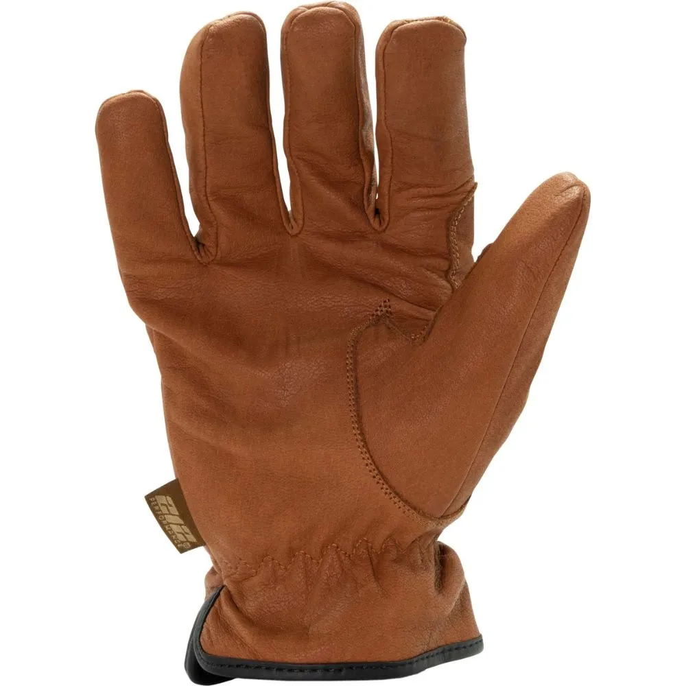 212 Performance TLDWP-0809 Fleece Lined Buffalo Leather Driver Winter Work Glove in Russet Brown, Medium Brown