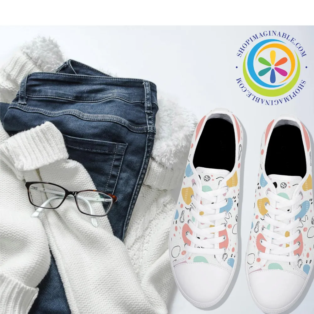 Abstract Pastels Ladies Low Top Canvas Shoes