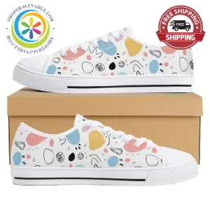 Abstract Pastels Ladies Low Top Canvas Shoes