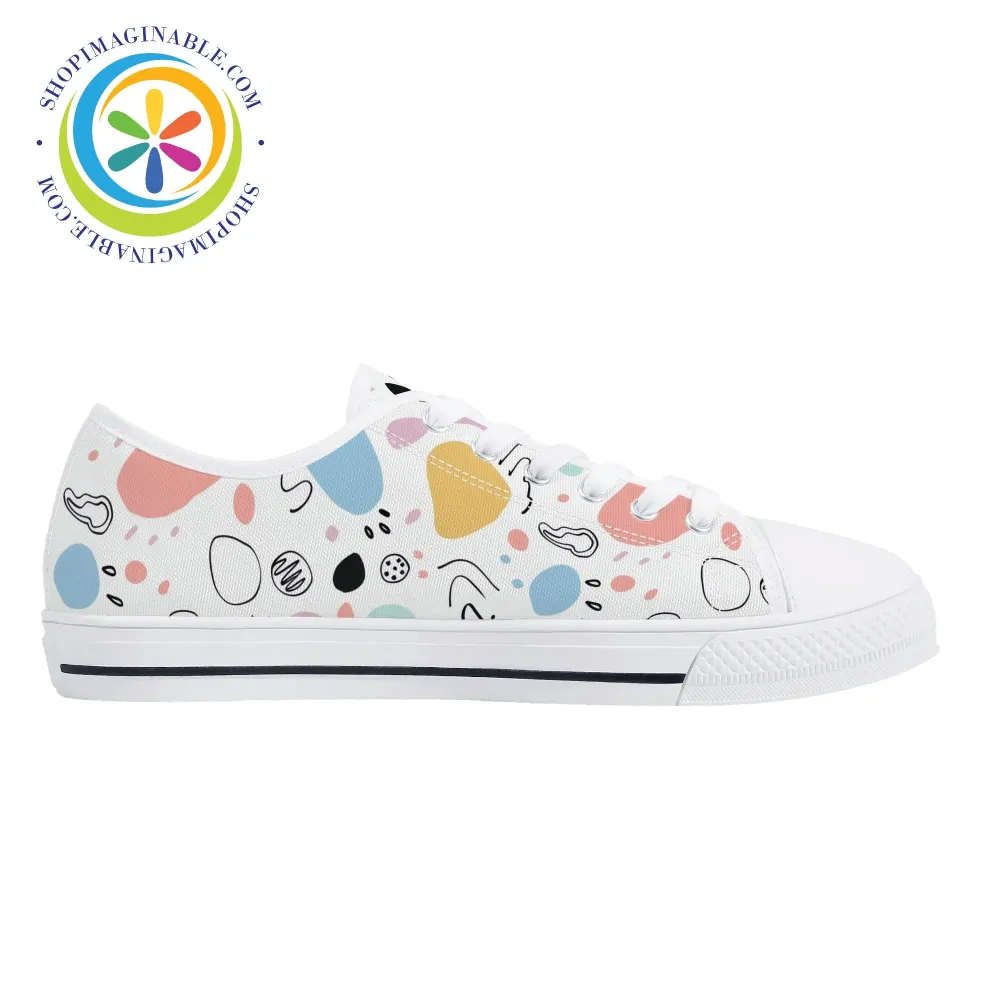 Abstract Pastels Ladies Low Top Canvas Shoes