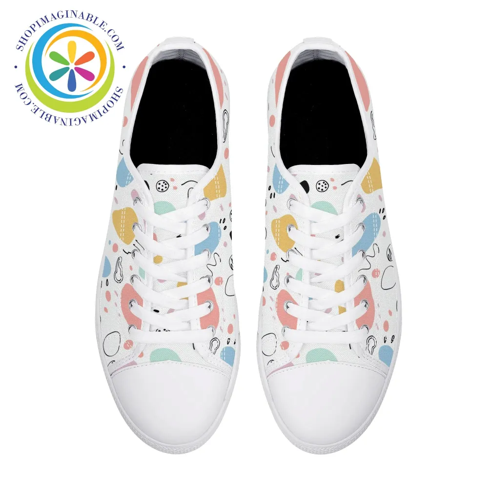 Abstract Pastels Ladies Low Top Canvas Shoes