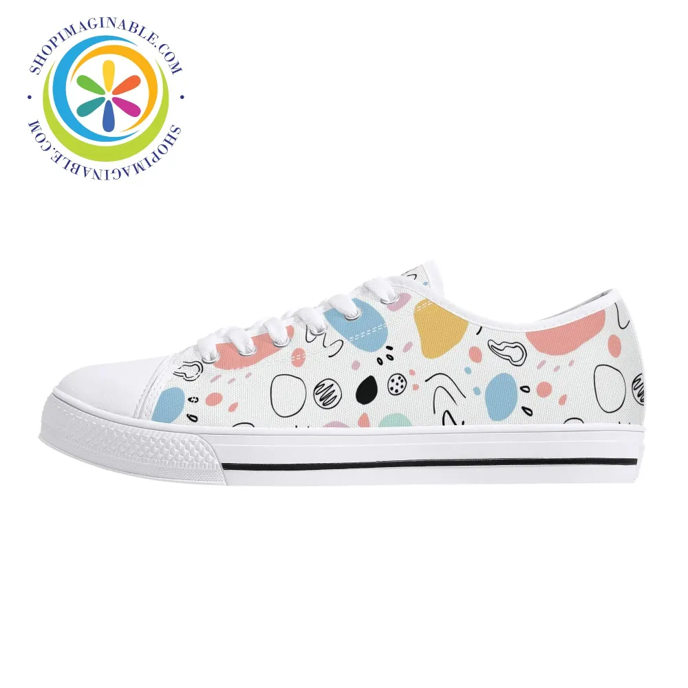 Abstract Pastels Ladies Low Top Canvas Shoes