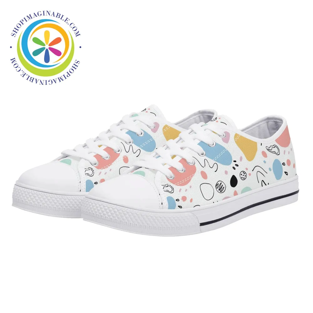 Abstract Pastels Ladies Low Top Canvas Shoes