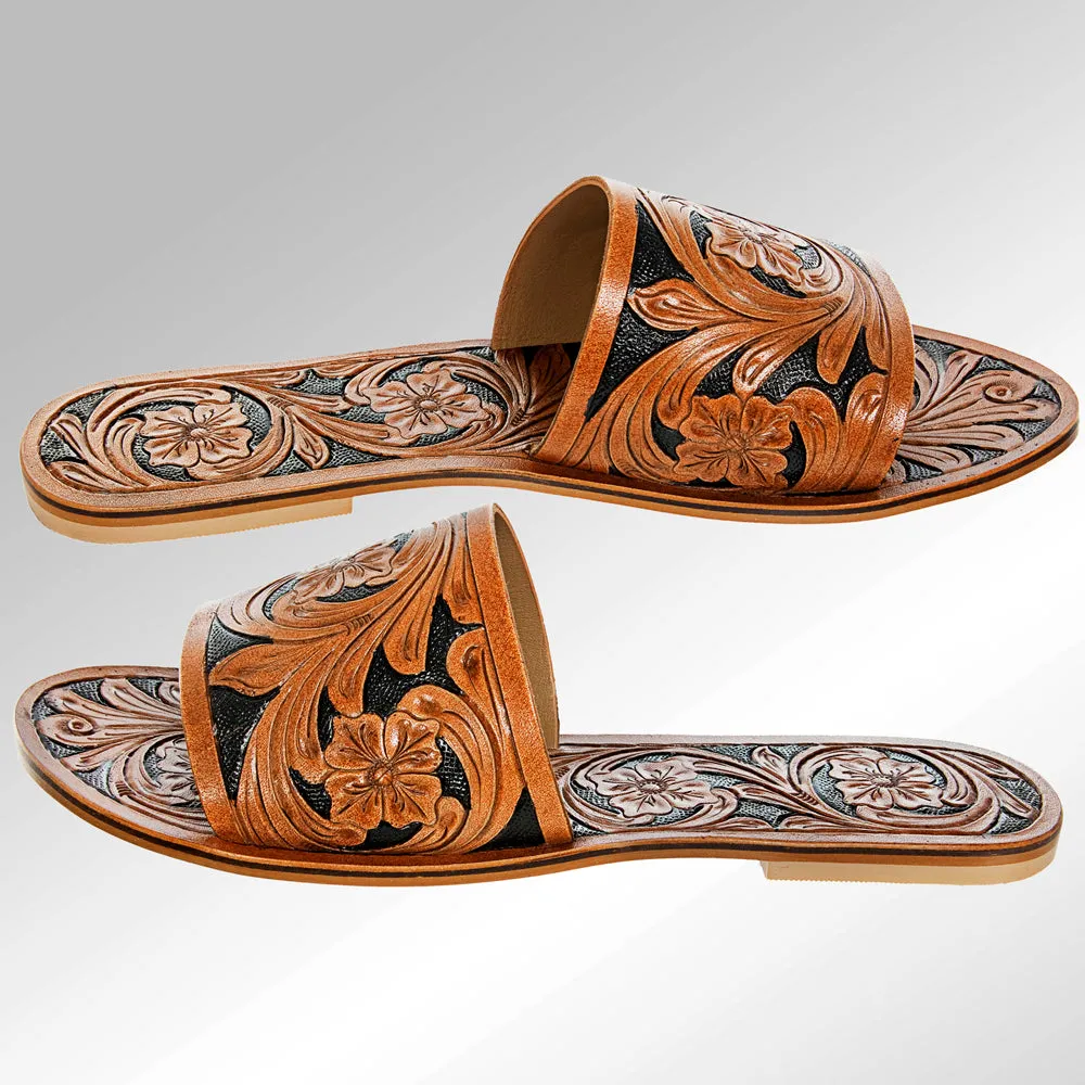 American Darling ADFT104 Hand tooled carved genuine leather sandal footwear flip flop