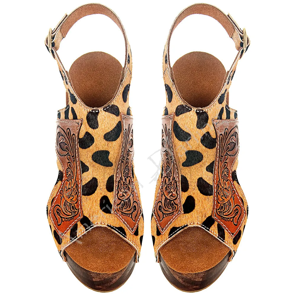 American Darling ADFT108 Hand tooled carved genuine leather sandal footwear flip flop