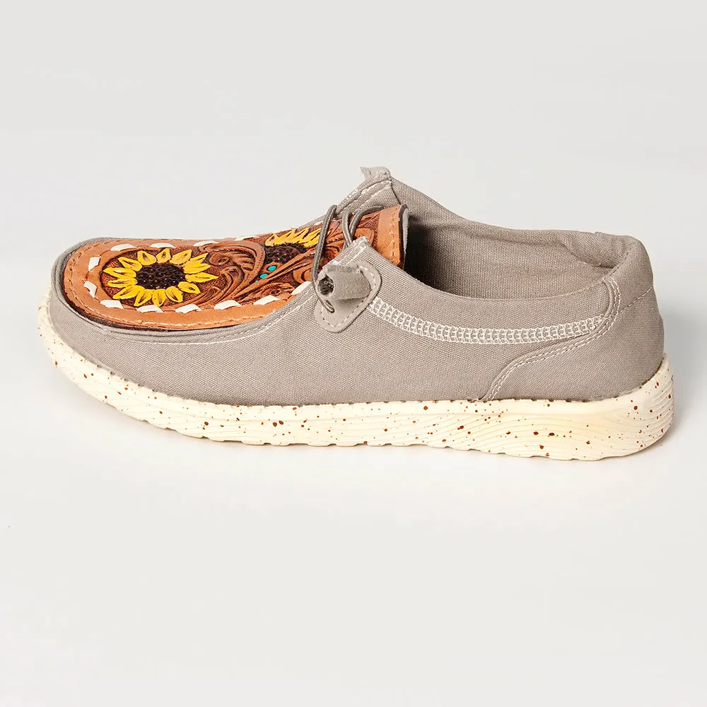 American Darling ADFT133GR6 Hand tooled carved genuine leather trim lightweight shoe footwear slip on
