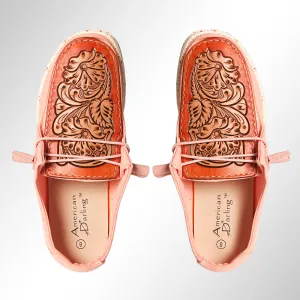 American Darling ADFT133PK11 Hand tooled carved genuine leather trim lightweight shoe footwear slip on