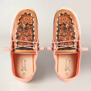 American Darling ADFT133PK13 Hand tooled carved genuine leather trim lightweight shoe footwear slip on