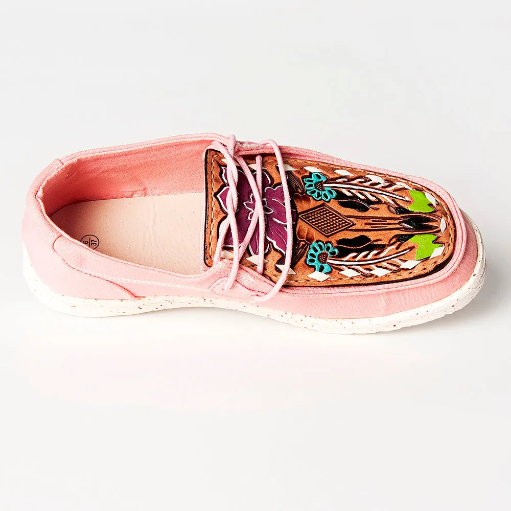 American Darling ADFT133PK2 Hand tooled carved genuine leather trim lightweight shoe footwear slip on
