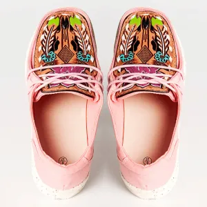 American Darling ADFT133PK2 Hand tooled carved genuine leather trim lightweight shoe footwear slip on