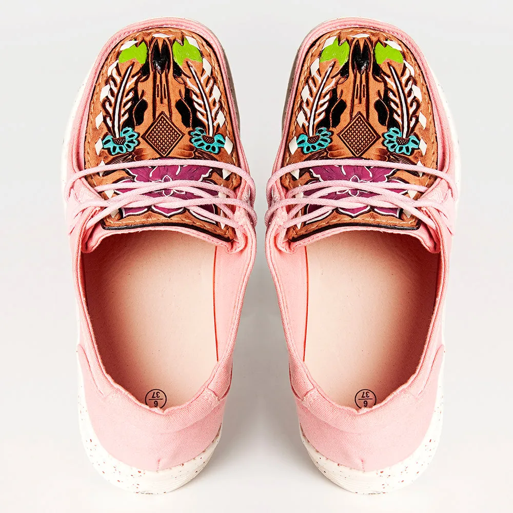 American Darling ADFT133PK2 Hand tooled carved genuine leather trim lightweight shoe footwear slip on