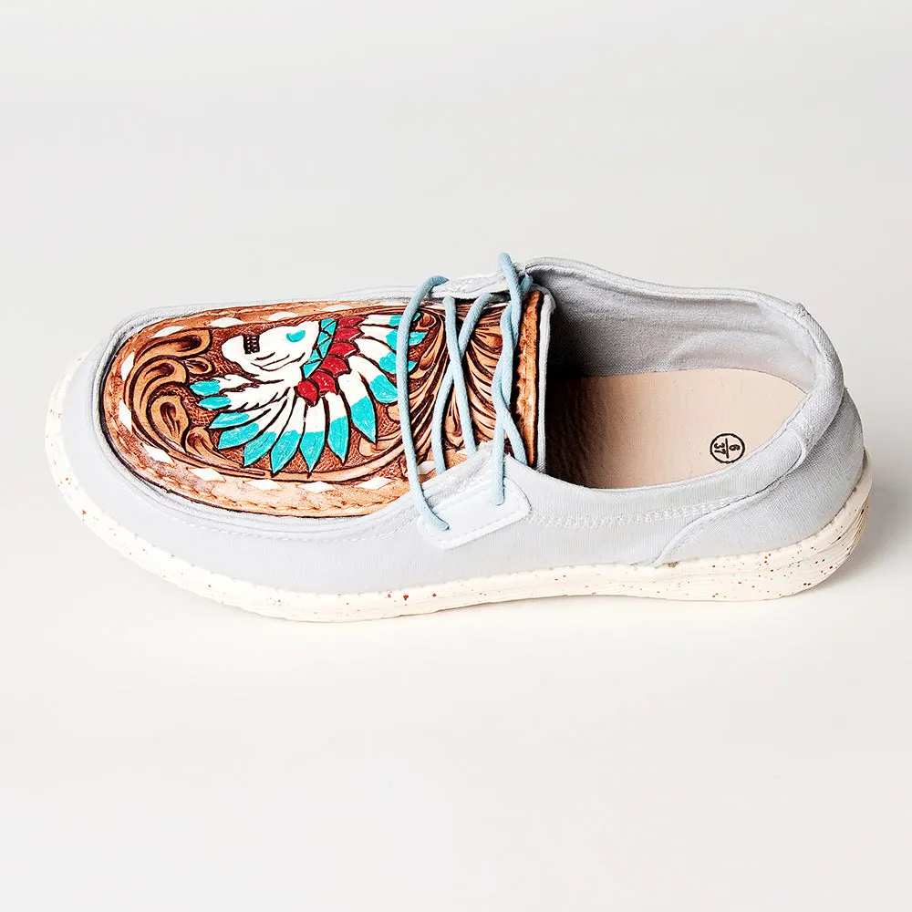 American Darling ADFT133SB1 Hand tooled carved genuine leather trim lightweight shoe footwear slip on