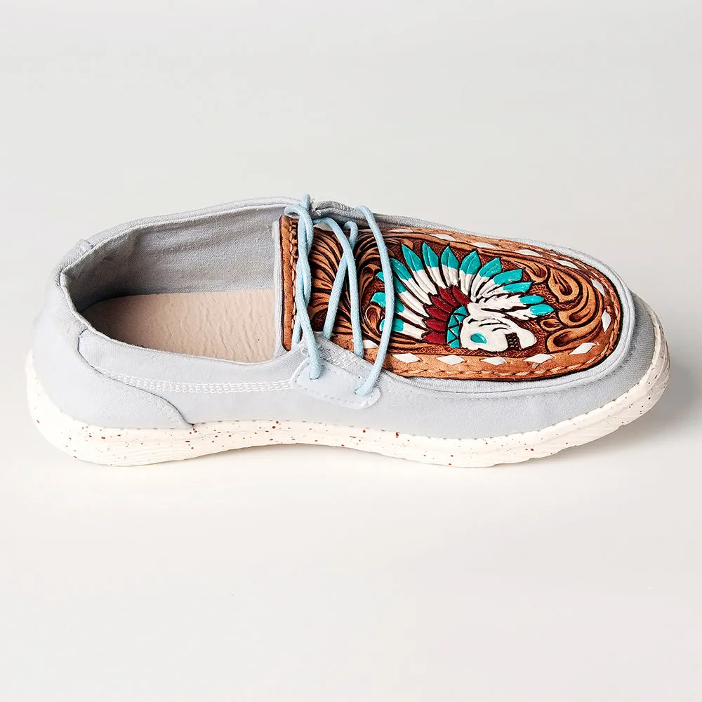 American Darling ADFT133SB1 Hand tooled carved genuine leather trim lightweight shoe footwear slip on