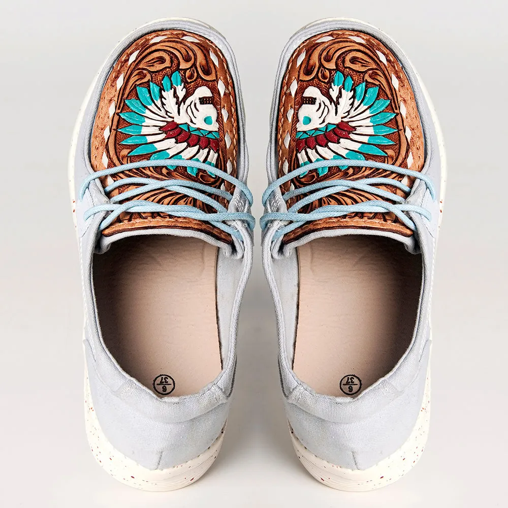 American Darling ADFT133SB1 Hand tooled carved genuine leather trim lightweight shoe footwear slip on