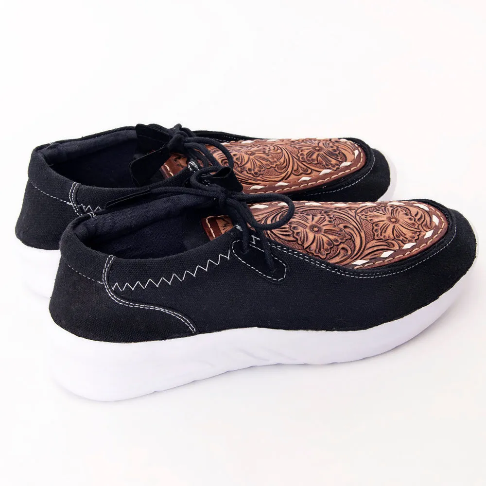 American Darling ADFT135 Hand tooled carved genuine leather trim lightweight shoe footwear slip on