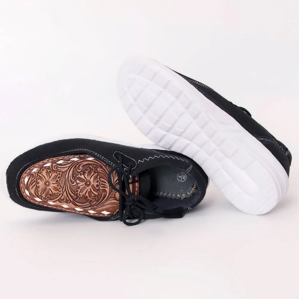 American Darling ADFT135 Hand tooled carved genuine leather trim lightweight shoe footwear slip on
