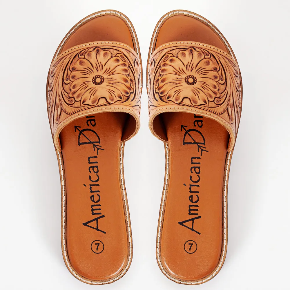 American Darling ADFTE106 Hand tooled carved genuine leather sandal footwear flip flop