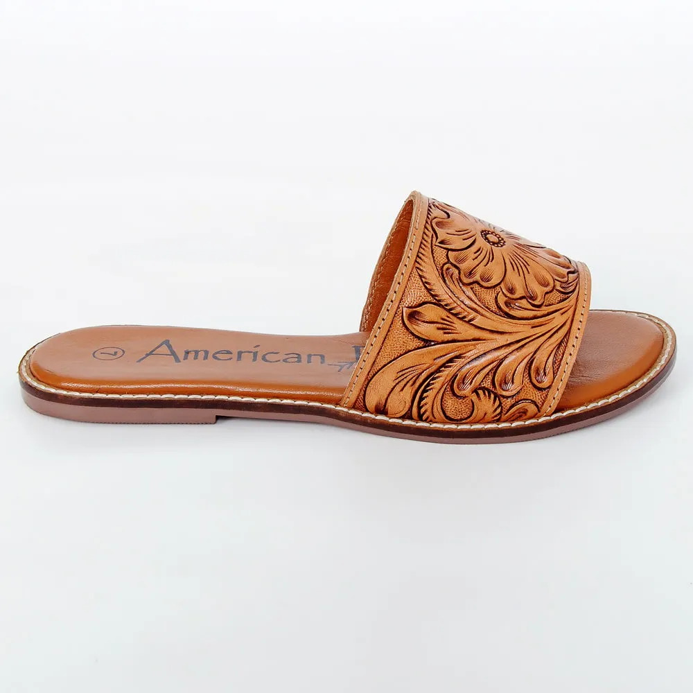 American Darling ADFTE106 Hand tooled carved genuine leather sandal footwear flip flop