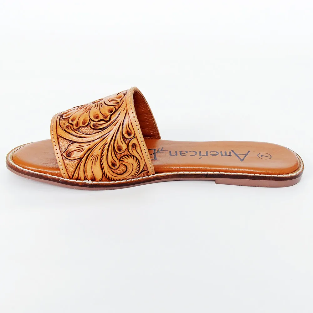 American Darling ADFTE106 Hand tooled carved genuine leather sandal footwear flip flop