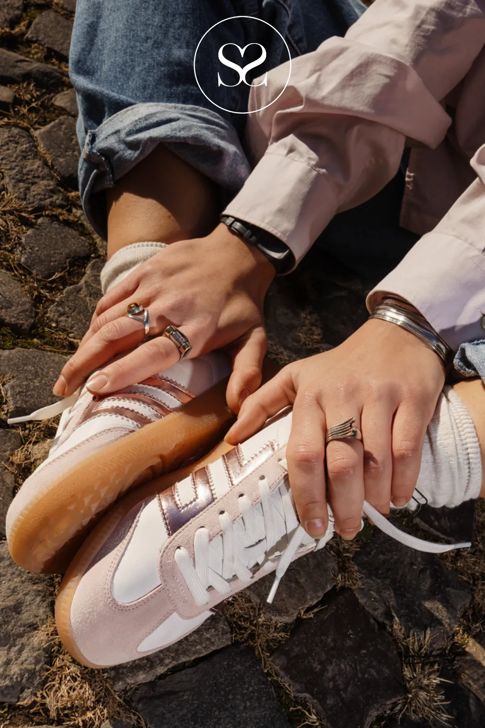 BACK 70 CLOUD GOLD AND WHITE LEATHER TRAINERS
