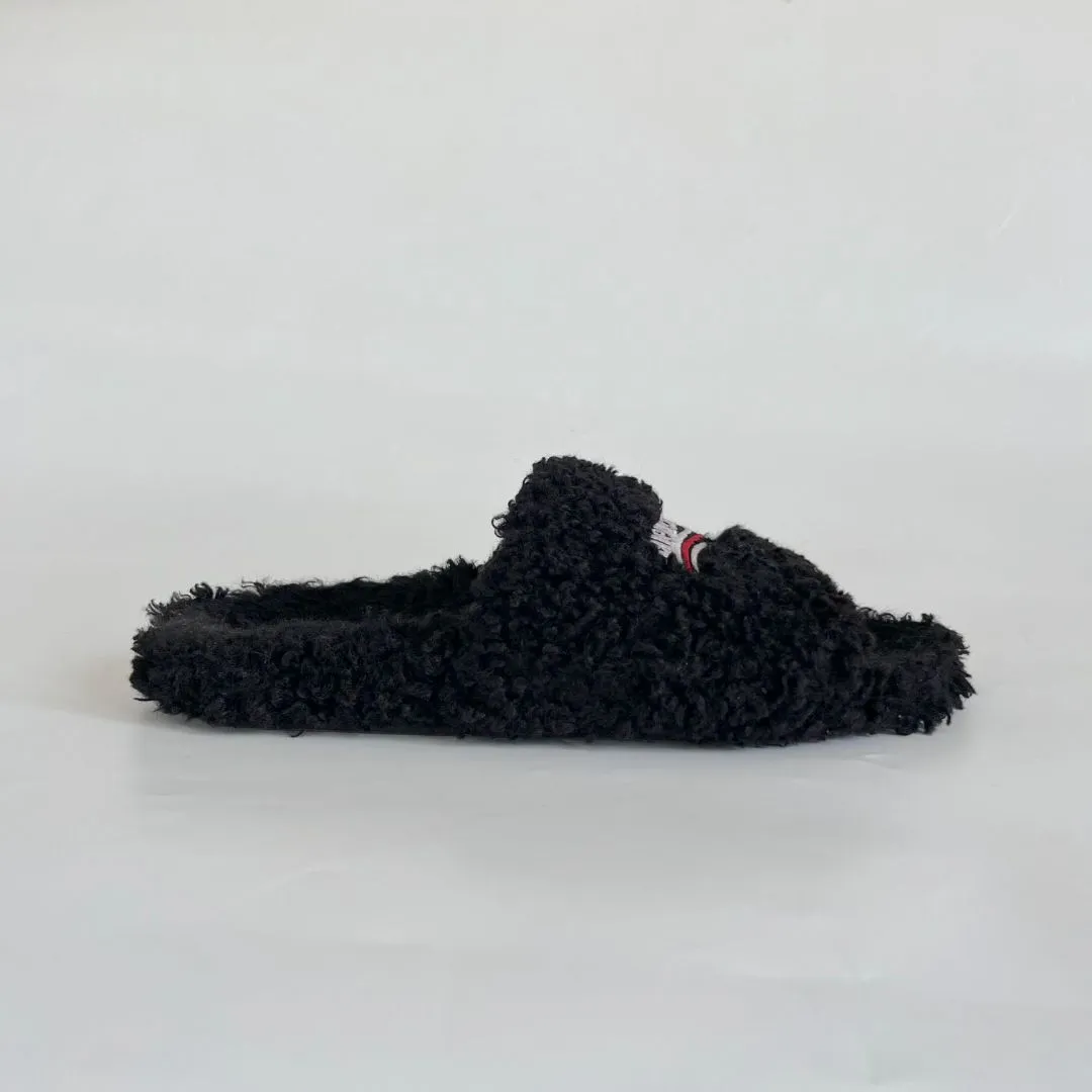 Balenciaga Furry logo-embroidered faux shearling slides, 39