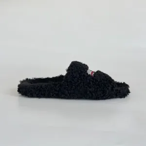 Balenciaga Furry logo-embroidered faux shearling slides, 39