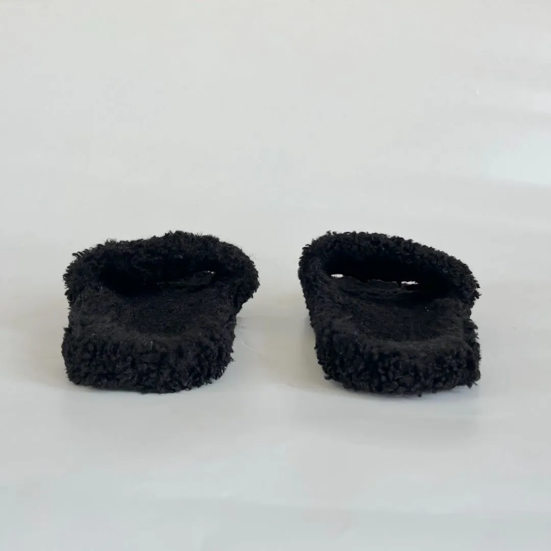 Balenciaga Furry logo-embroidered faux shearling slides, 39