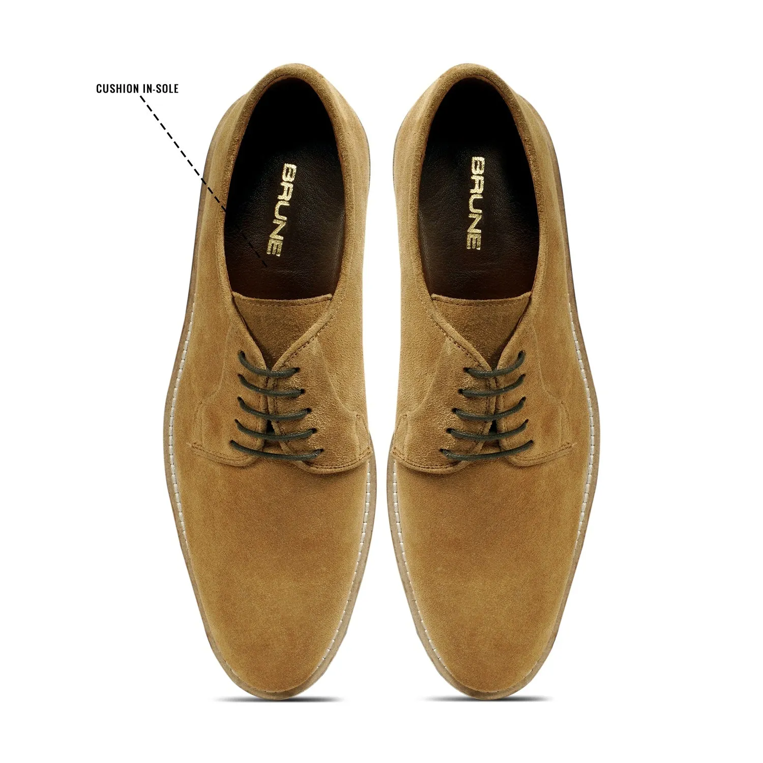 Beige Formal Shoes for Men in Suede Leather