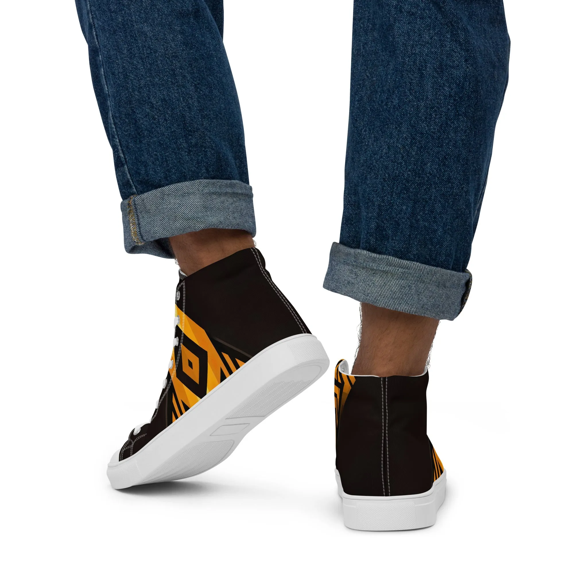 Black Kente Men’s high top canvas shoes