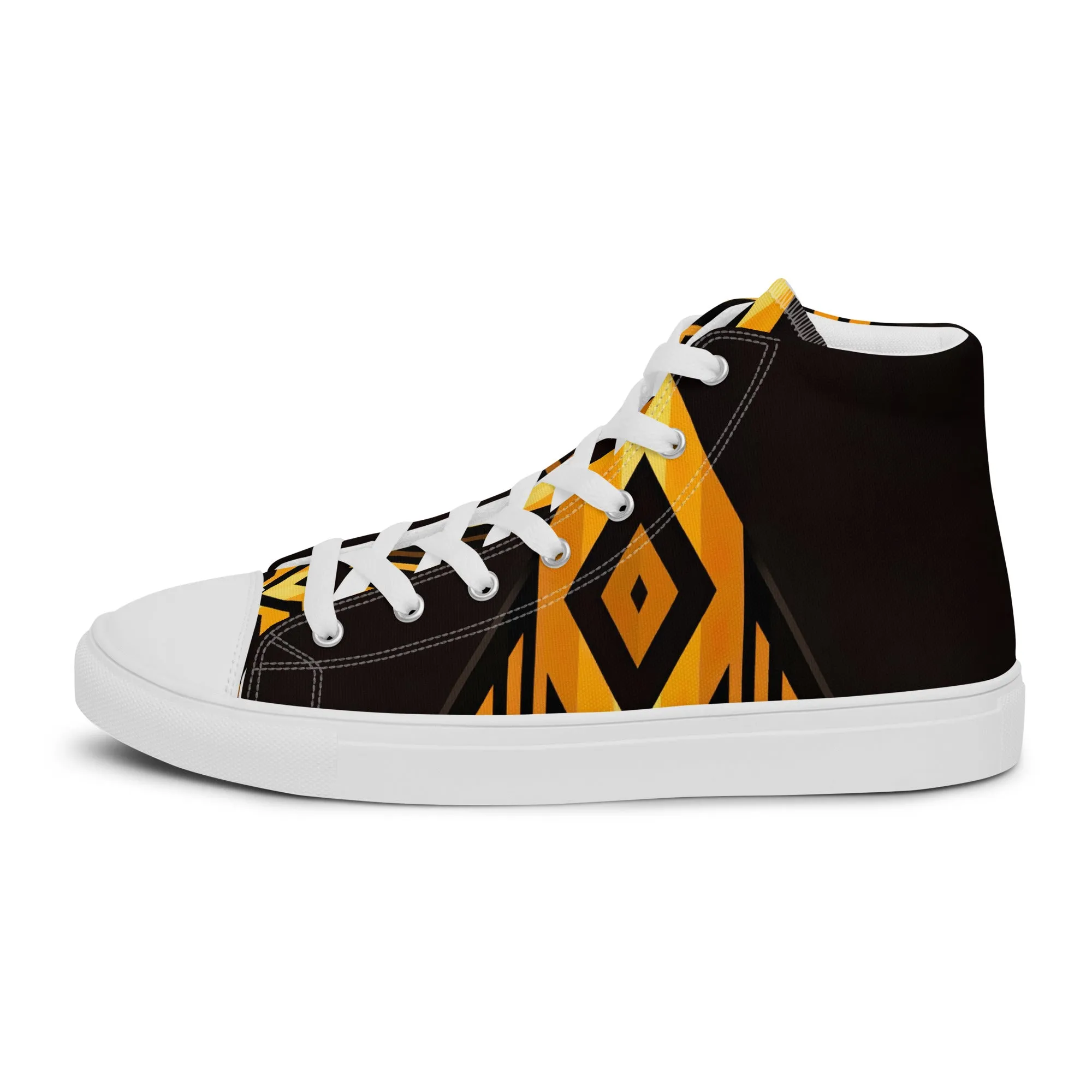 Black Kente Men’s high top canvas shoes