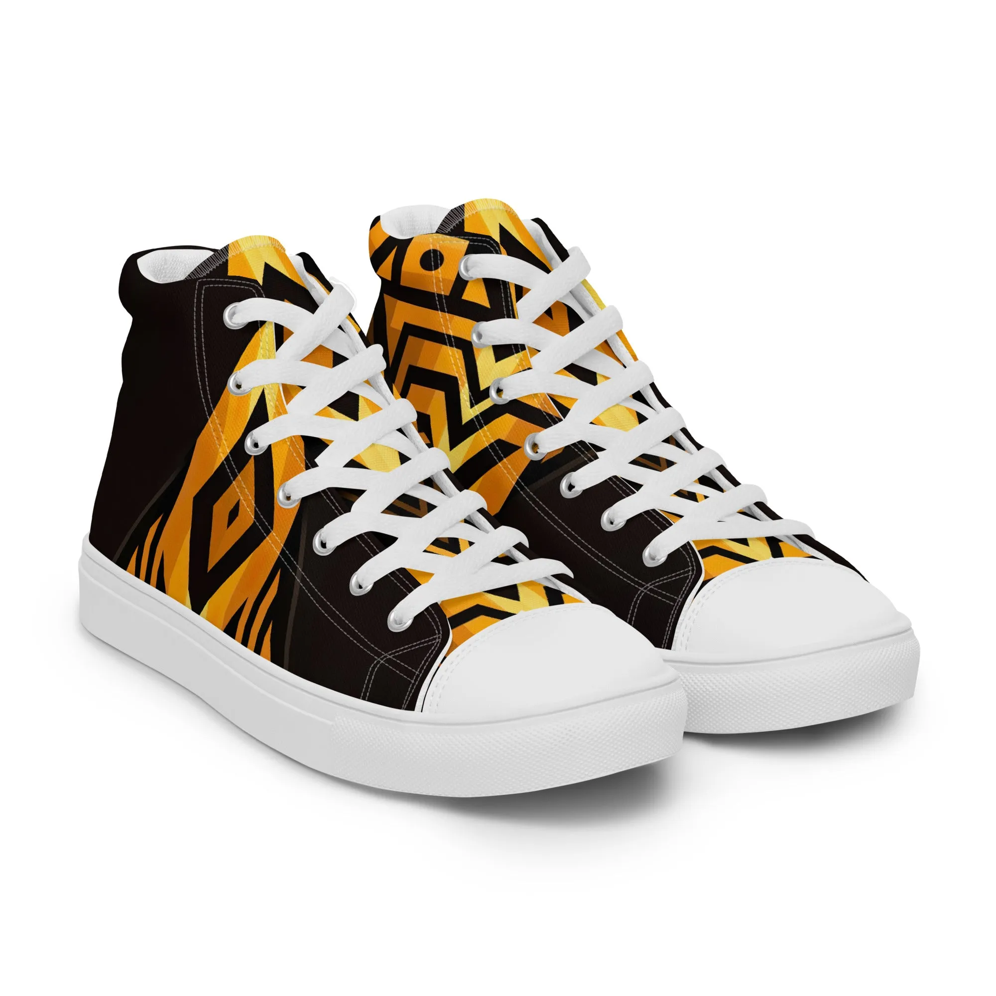 Black Kente Men’s high top canvas shoes