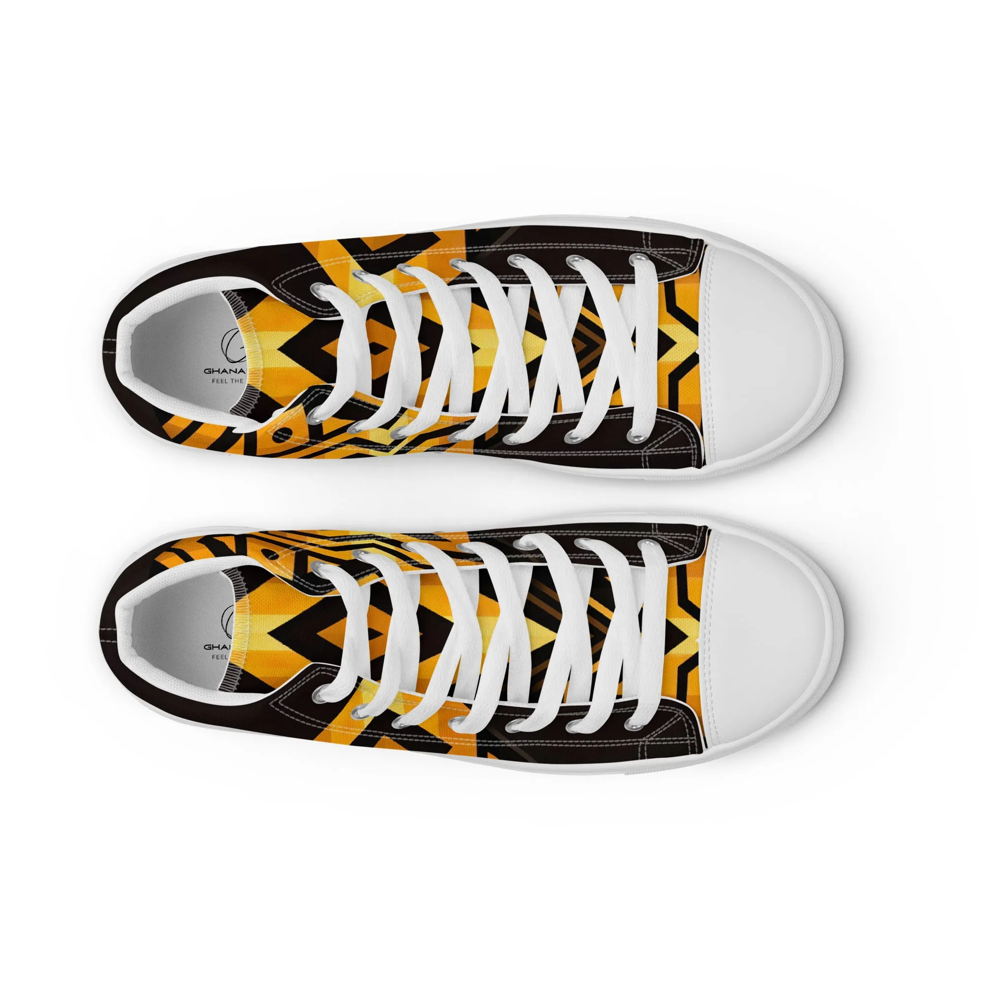 Black Kente Men’s high top canvas shoes