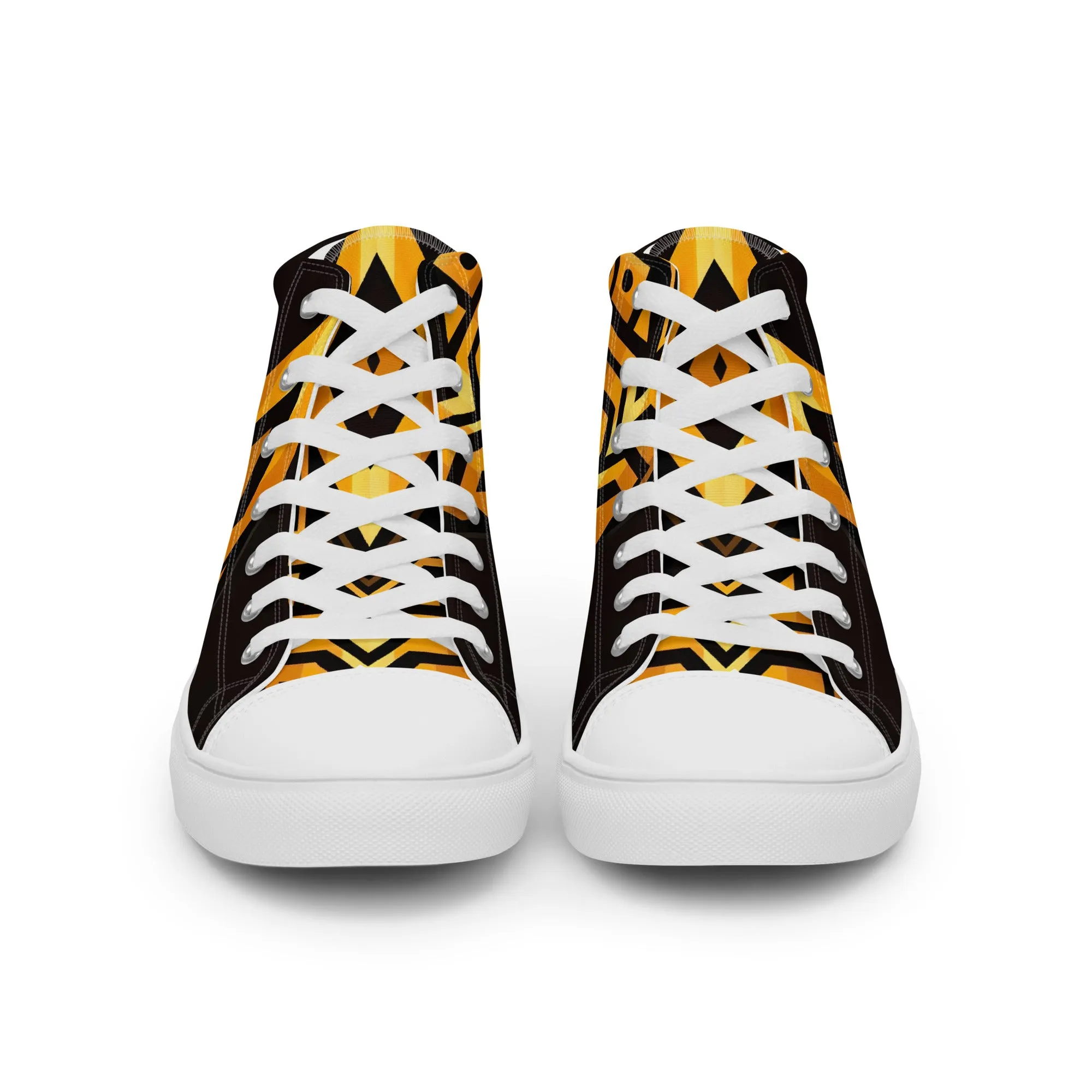 Black Kente Men’s high top canvas shoes