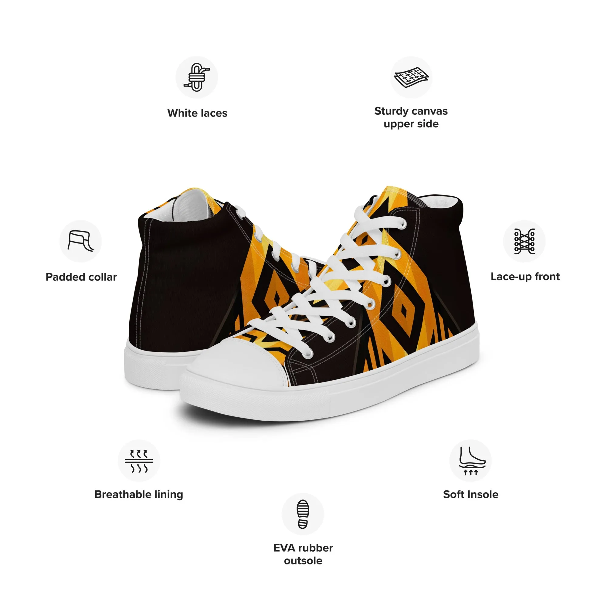 Black Kente Men’s high top canvas shoes