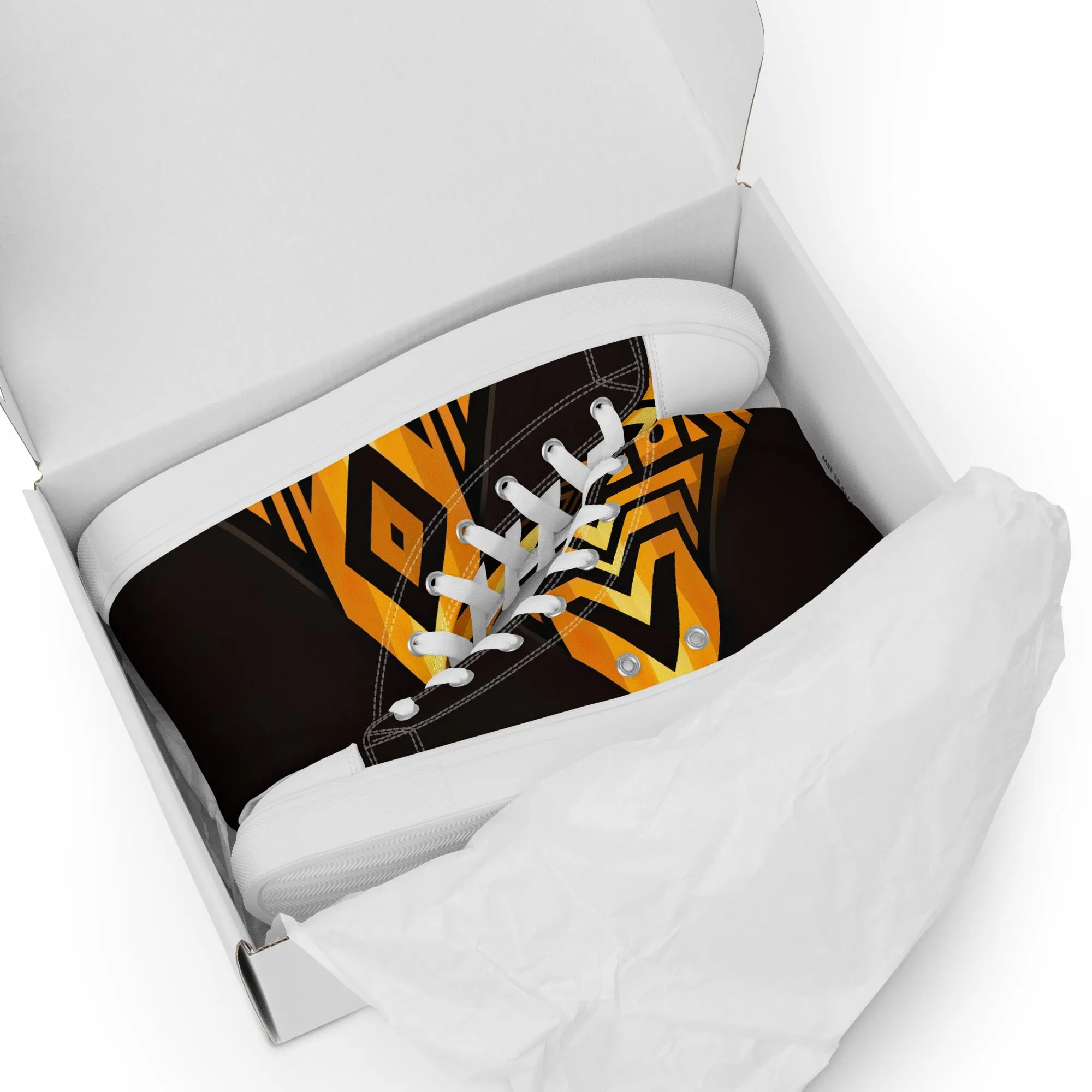 Black Kente Men’s high top canvas shoes