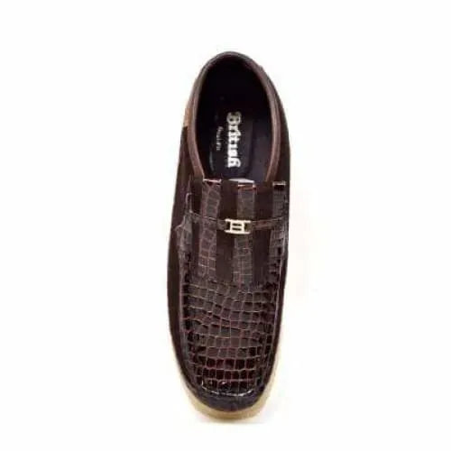 British Walkers Apollo Crocs Men's Brown Crocodile Leather and Suede Crepe Sole Slip Ons
