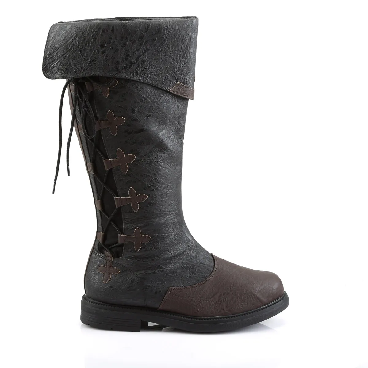 CAPTAIN-110 Fancy Dress Costume Funtasma Men's Boots Black-Brown Distressed Pu