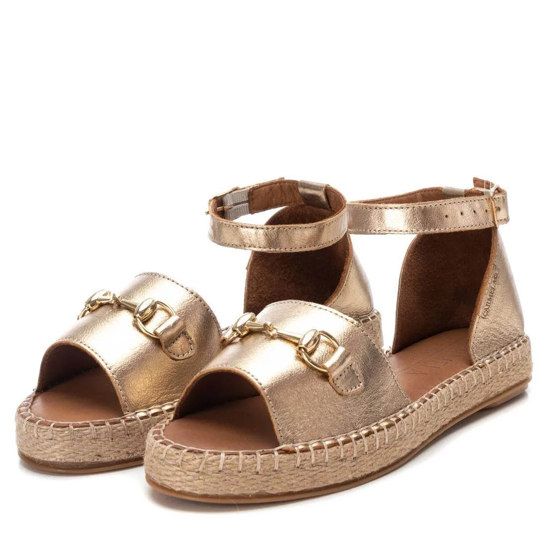 Carmela Gold Leather Espadrille Sandals