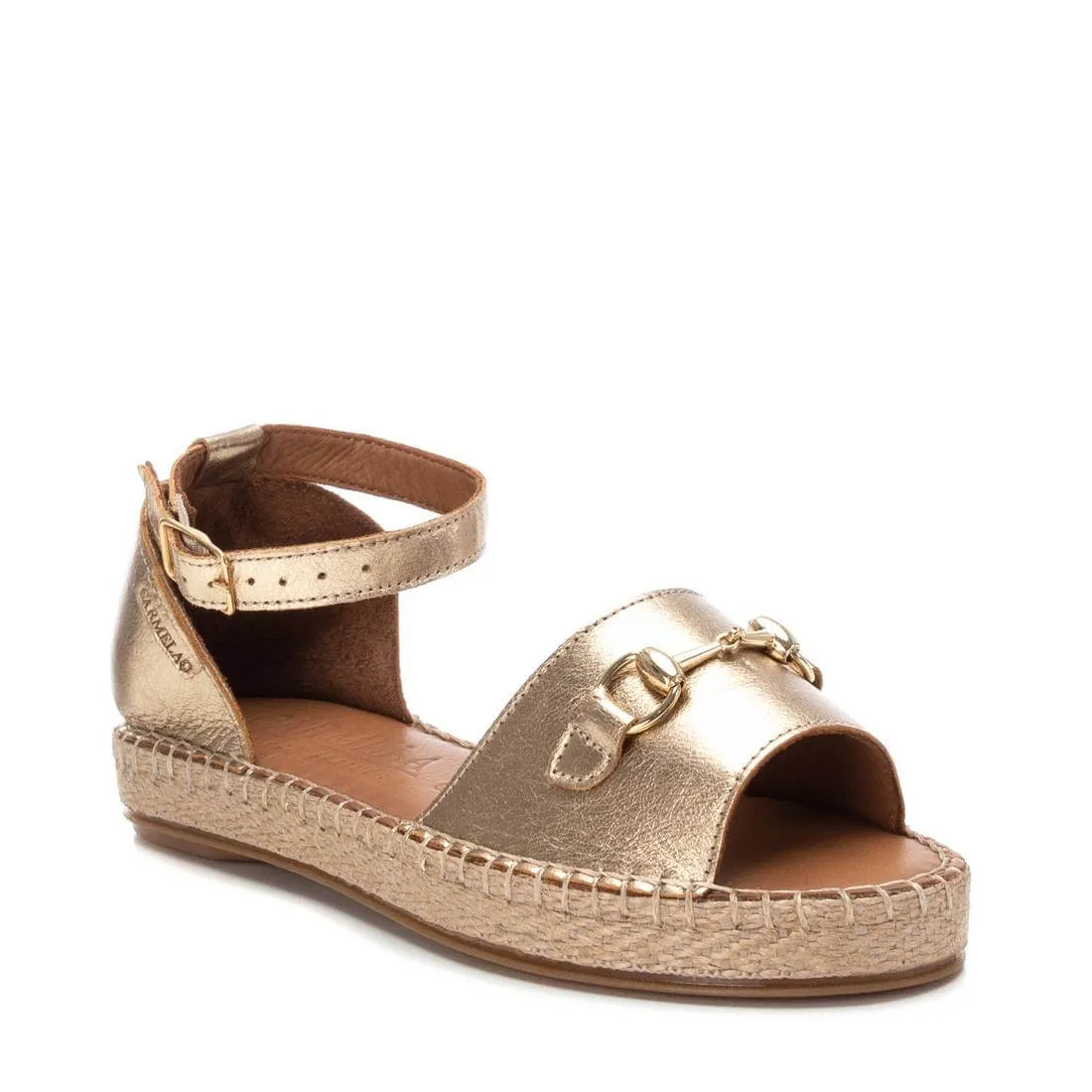 Carmela Gold Leather Espadrille Sandals