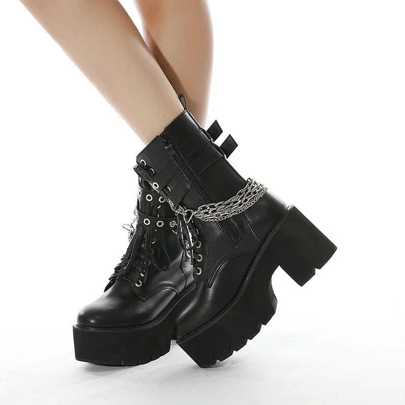 Chain Lace-up Boots