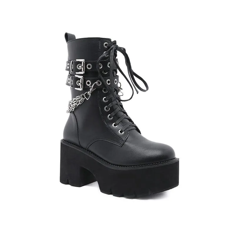 Chain Lace-up Boots