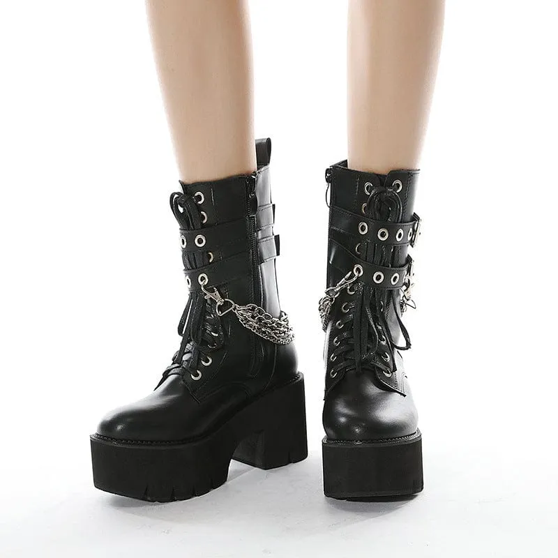 Chain Lace-up Boots