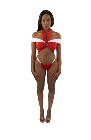 Chic Women's Red Tie-Front Two Piece Lia Bikini Set