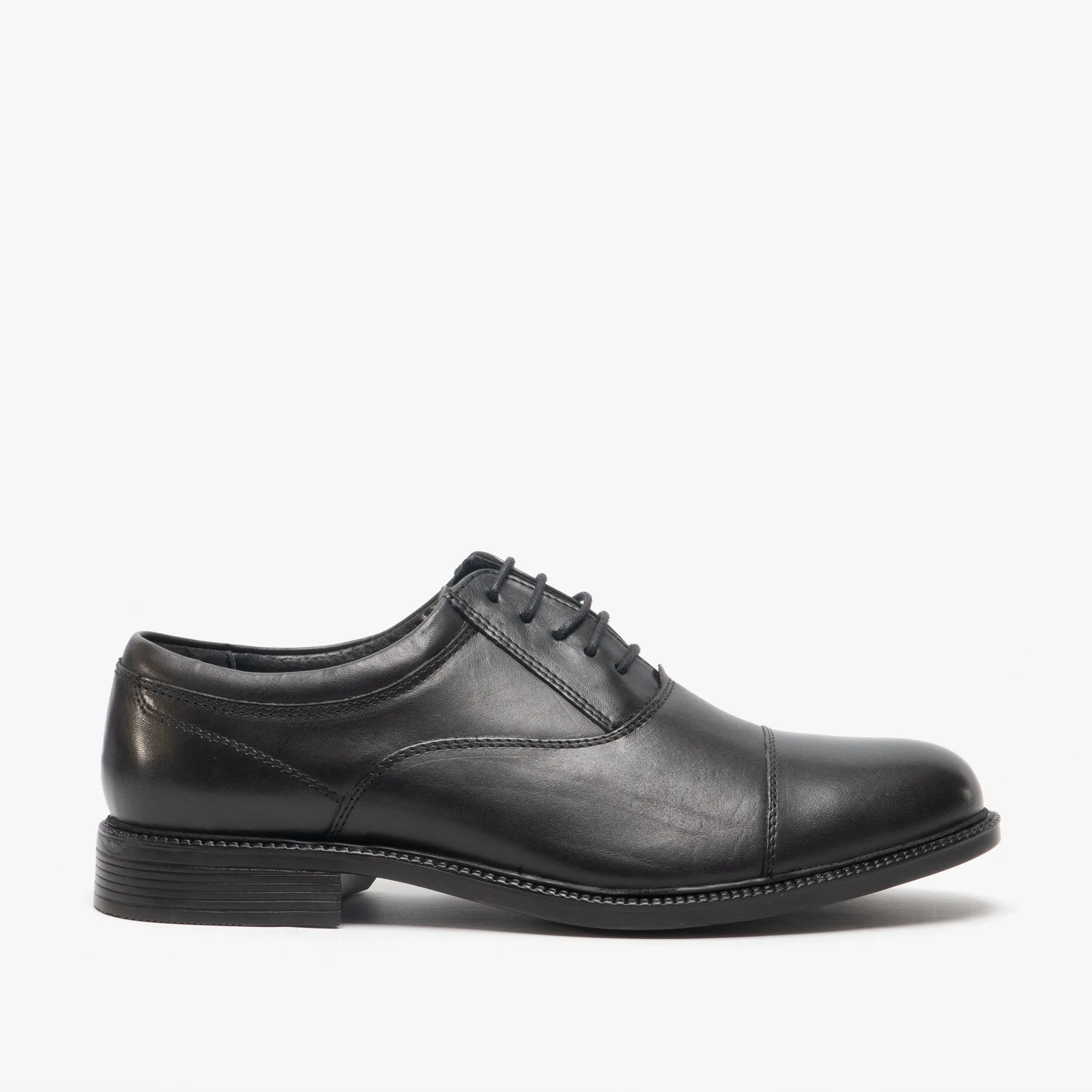 CLARK Mens Leather Fuller Fitting Capped Oxford Shoes Black