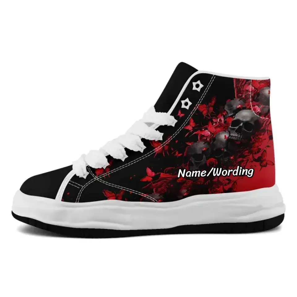 Corporate Gifts,Personalized Gothic Sneakers, Custom Weird Girl Shoes,  High Top Canvas Skull  Shoes, Durable Unisex Shoes
