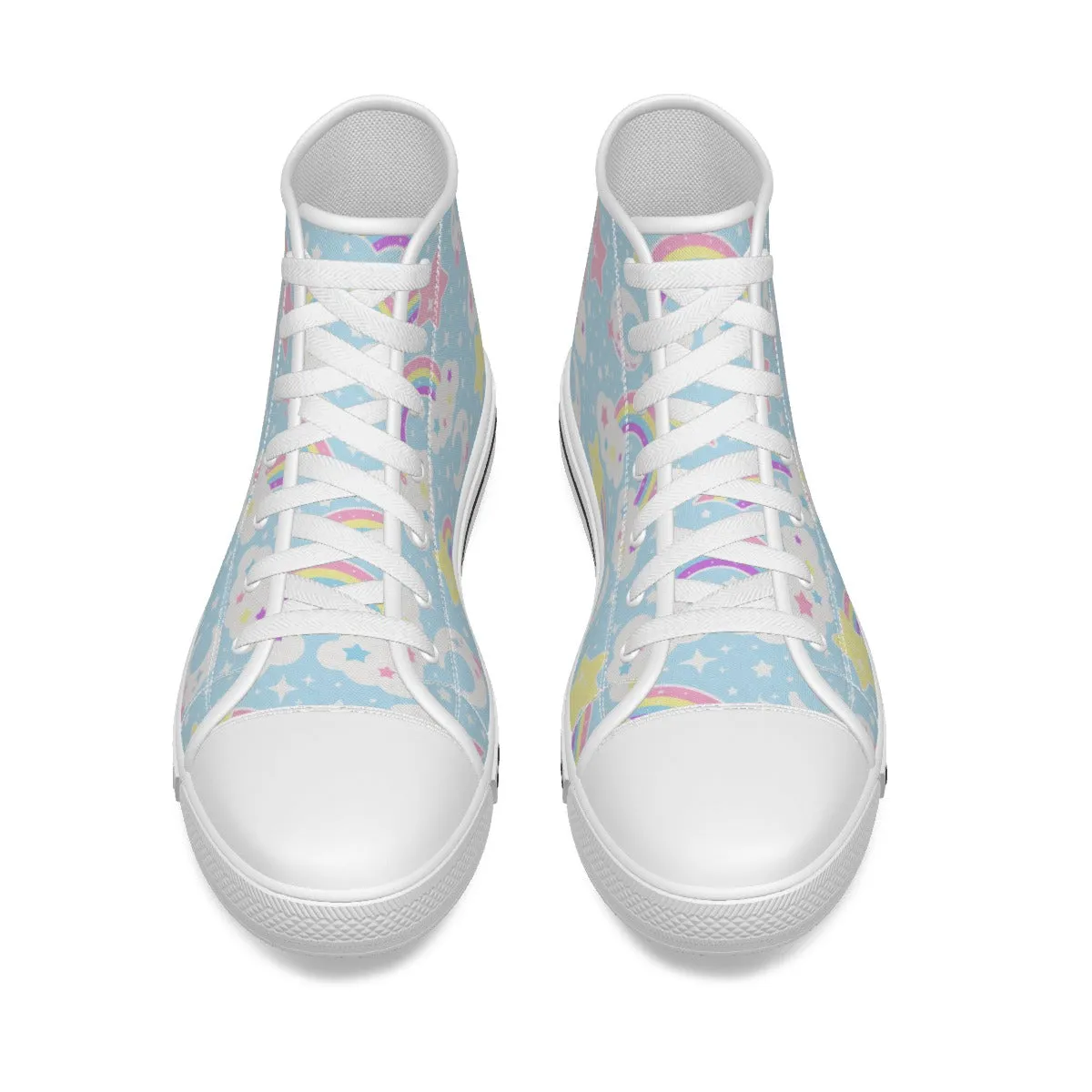 Dreamy Rainbow Women's High Top Cutie Canvas Shoes (Blue)