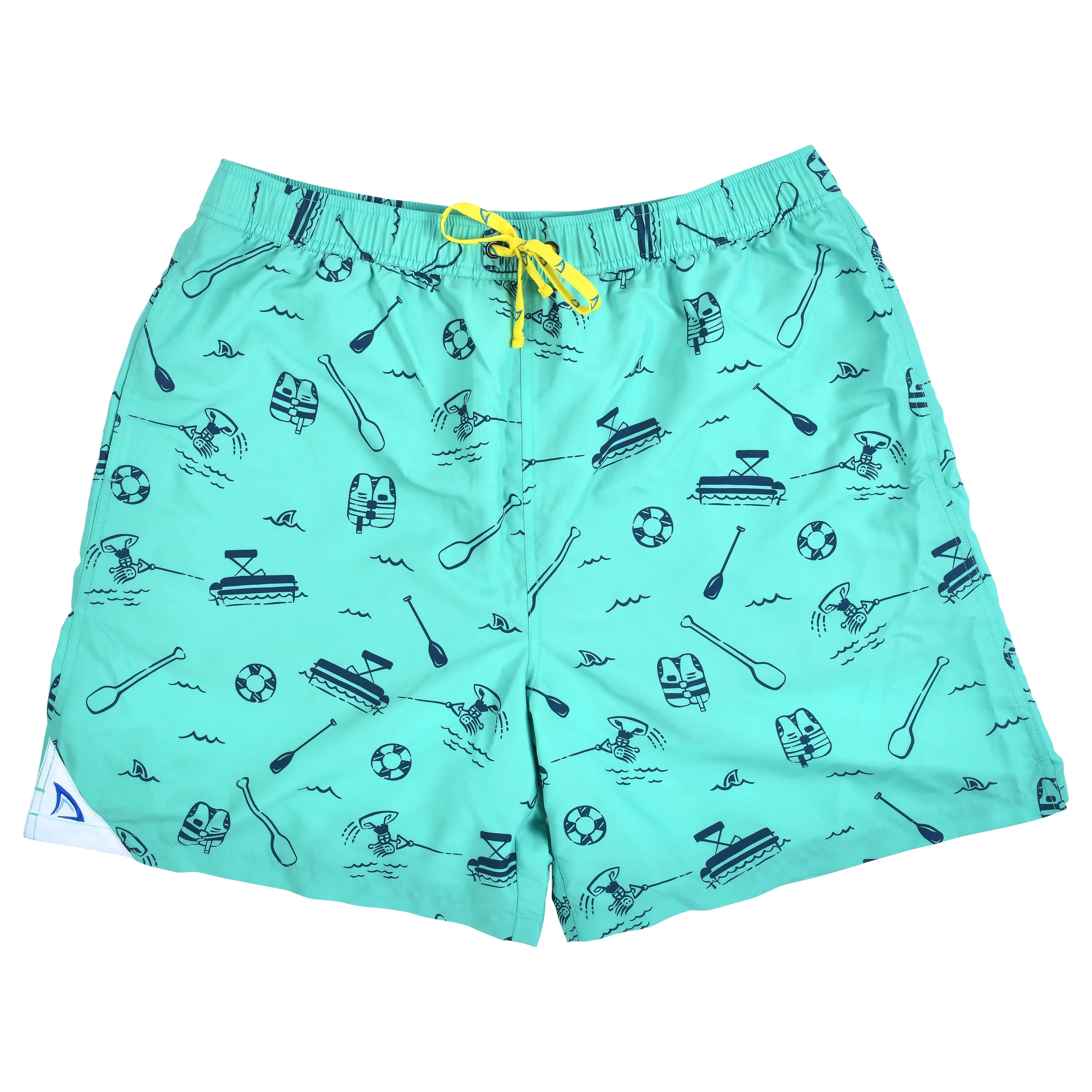 DryFins Mens Swim Trunks with Compression Liner in Lake Effect