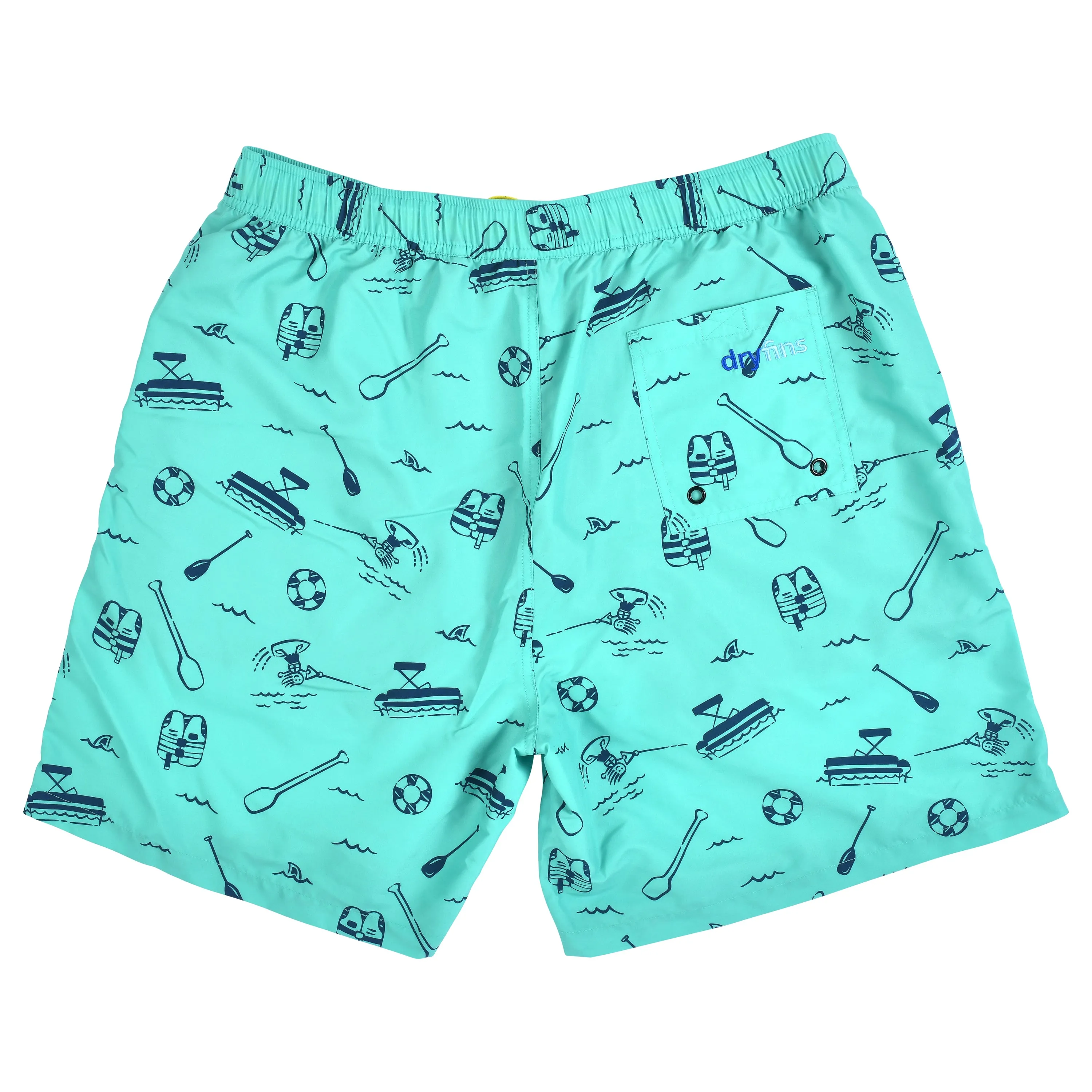 DryFins Mens Swim Trunks with Compression Liner in Lake Effect