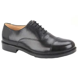 DUSTIN Mens Leather Oxford Cadet Shoes Black