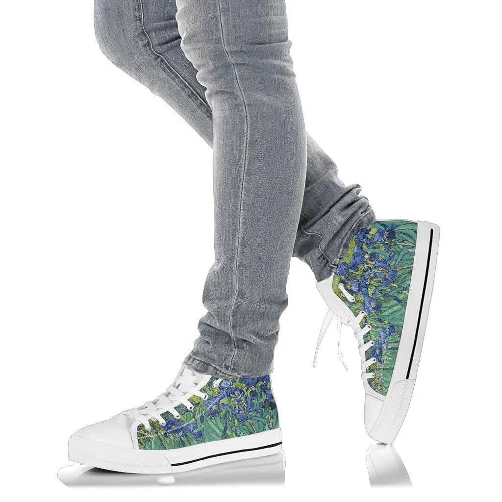 ES High Top Sneakers - Vintage Art | Vincent van Gogh: Irises | Custom Shoes, Custom Sneakers, Customized Sneakers, Canvas Sneakers